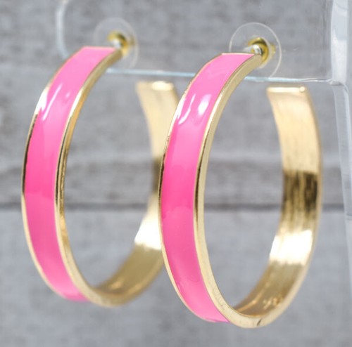 APPROX 2" NEON PINK METAL HOOP EARRINGS *SKANKY HOOPS* - Bild 3 von 11