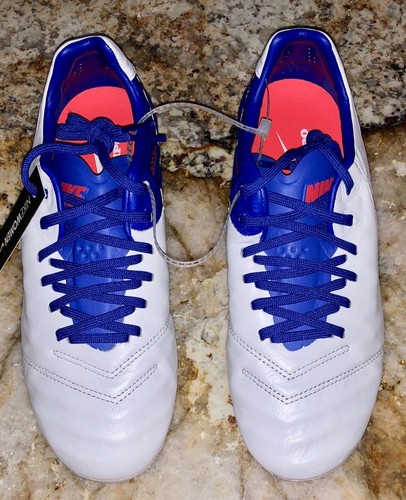 NIKE Tiempo Legend VI FG ACC White Royal Blue Red Soccer Cleats NEW Womens Sz 6 - Picture 4 of 6