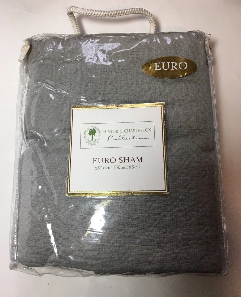 Euro Sham Grey Matelasse Quilted Sham 26 x 26 Historic Charleston King Charles - Image 2 of 3