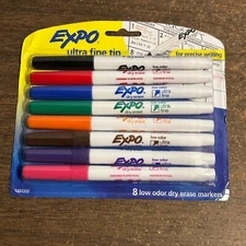 EXPO Low Odor Dry Erase Markers, Ultra-Fine Tip, Assorted Colors, 8 Pack