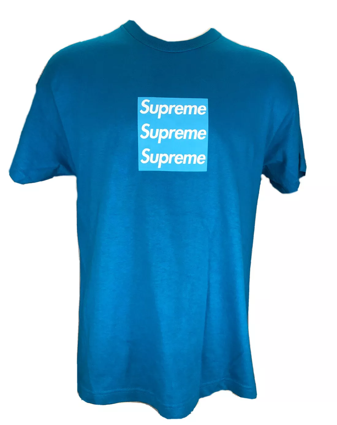 T shirt Asspizza x Supreme Triple Box bleu sur bleu