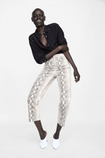 Zara zw premium cropped snake print jeans