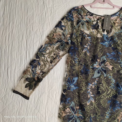 Mint Velvet Floral Lace Multicoloured Embroidered Midi Dress Size 18 NEW - Imagen 7 de 17