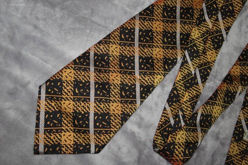 Vintage Sulka Power Tie Black & Gold Wide 59” Bold Business Executive Style - Picture 2 of 8
