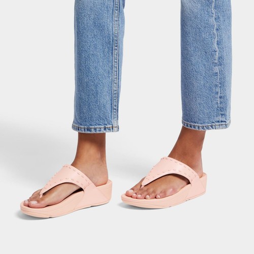 Sandalias FitFlop Lulu GB1-A35 Puntera Para Mujer Rosa Sal Cuero Goma-Stud - Imagen 13 de 35