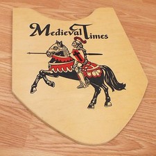 Unbranded Medieval Times Shield Black  Red Jousting Knight w/ Arm Straps READ 