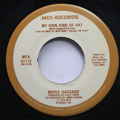 Country 45 Merle Haggard - Heaven Was A Drink Of Wine / My Own Kind Of Hat On Mc - Picture 2 of 2