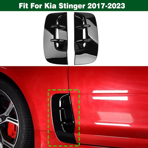 Pair Front Side Fender Air Vent Cover Trim Gloss Black For Kia Stinger 2017-2023 - Foto 1 di 9