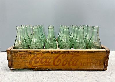 Vintage Full Set of 24 Coca Cola 6 Oz Green Glass Bottles In
