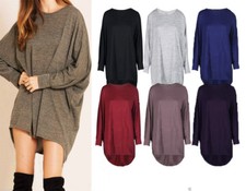 WOMEN'S BAGGY LONG BATWING TOP OVERSIZED CASUAL WEAR LONG TOP SIZES 8 - 28