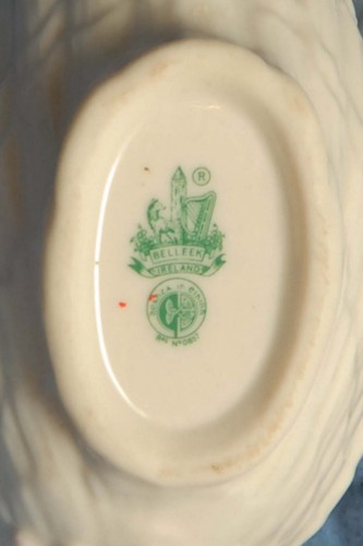 Belleek Neptune Ivory/Pink 3rd Green Mark stamp Creamer & Sugar Bowl - Picture 5 of 9
