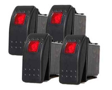  4 Pcs Marine Boat Trailer RV Rocker Switch ON-OFF SPST 3 Pin 1 Red LED Auto