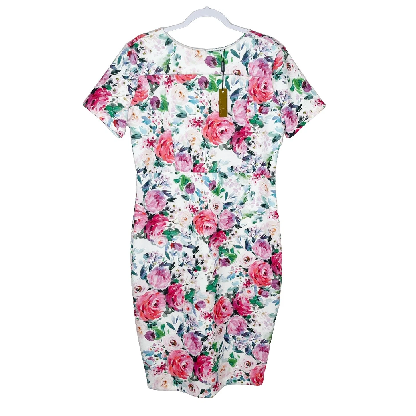 Short Sleeve Sheath Floral Dresses Midi