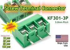 KF301-3P       3 Pole 5mm Pitch PCB Mount Screw Terminal Block - GREEN