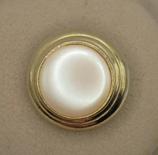 Vintage Gold Tone Faux White Round Pearl Scarf Clip 1 3/8"