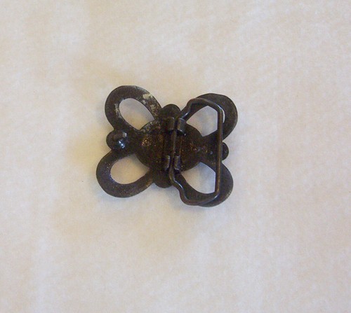 Vintage Faux Türkis auf Gun Metal Silber Schmetterling Gürtelschnalle - Bild 2 von 2