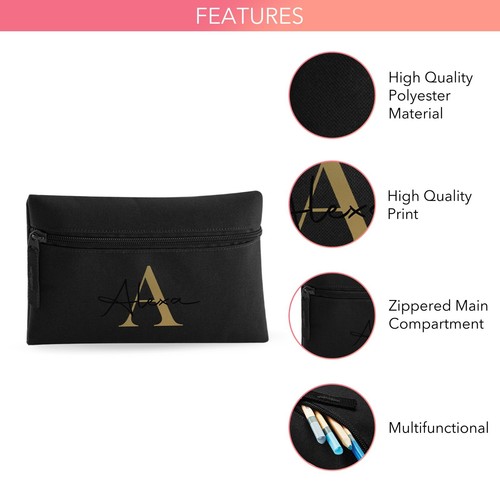 Personalised School Backpack Set Of 5 in Black with Name And Initial for Kids - Picture 7 of 9