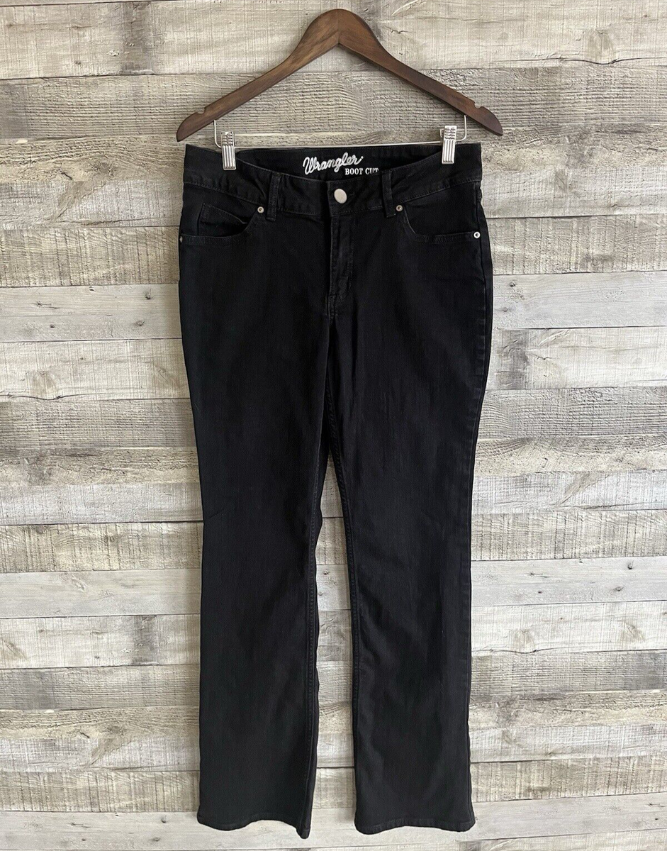 Wrangler Boot Cut Black Jeans Womens 11/12 x 36 Stretch 32x34