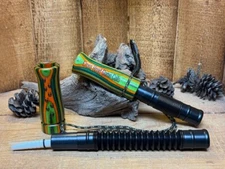 Laminated Lime Green Camo - Hand-Crafted Adjustable Deer Tube Grunt Call w/ Hose