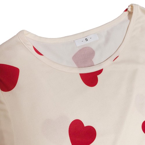 Womens Ladies Heart Print Short Sleeve Pajamas Homewear Tops Short Pants Shorts - Bild 17 von 18