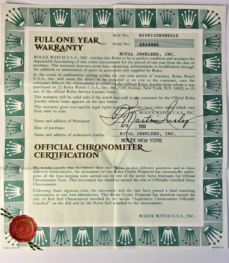 Rolex original paperwork 16613 perfect condition | eBay