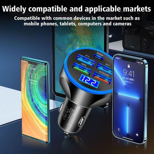 5 in 1 USB PD 30W Type-C Car Charger Fast Charge Adapter UK - Zdjęcie 3 z 14
