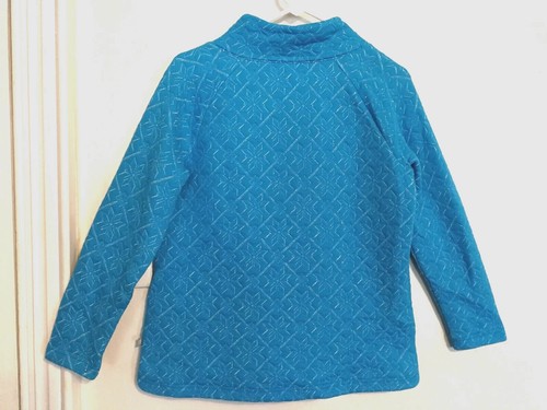 T By Talbots Womens Sweatshirt SP Petite Blue Snowflake Quilted Wrap Neck - Picture 2 of 4