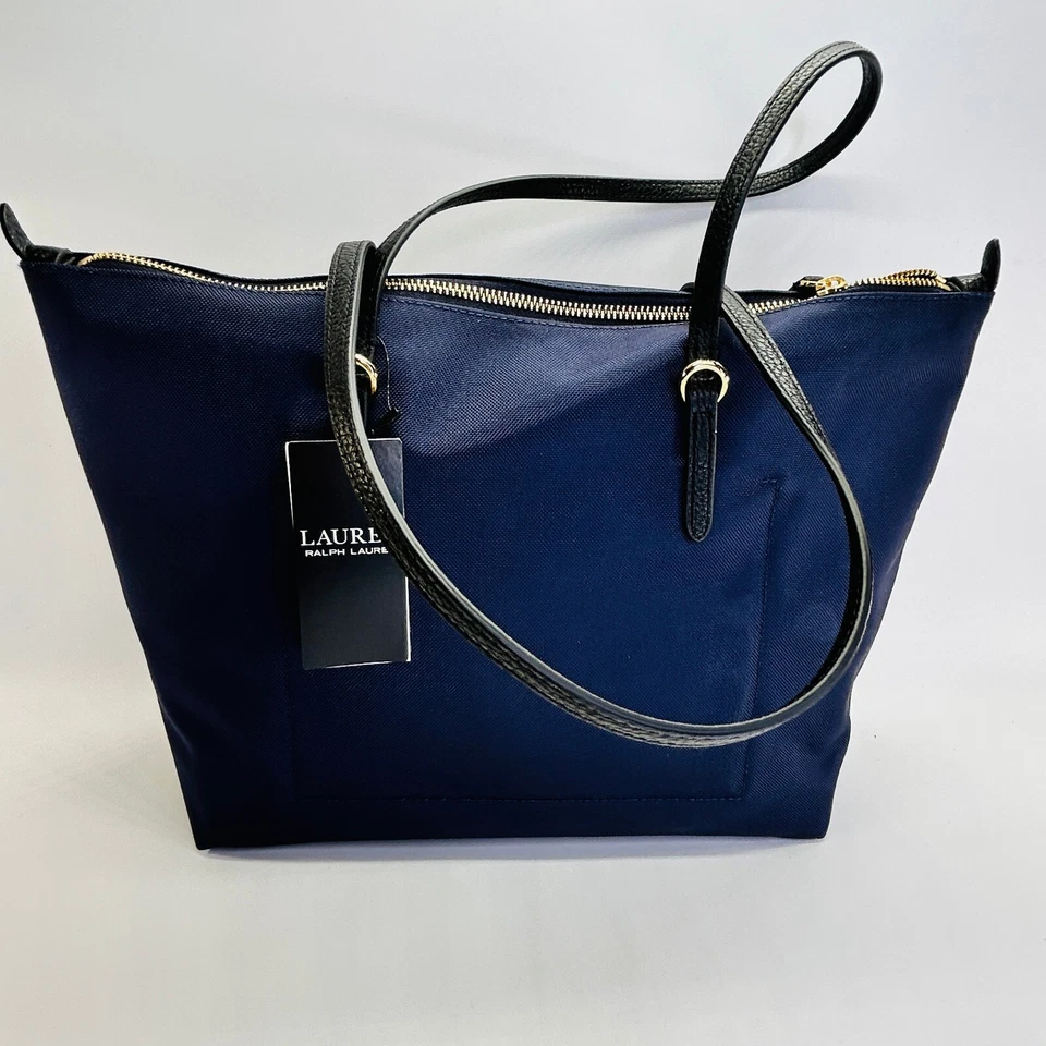 Bolso de Mano Ralph Lauren Keaton Mediano de Nylon Azul Marino Logo LRL Bolso de Trabajo Ligero Foto 3 de 4