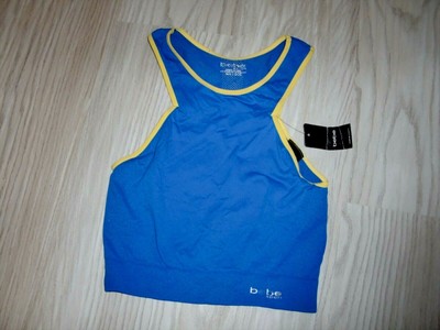 Nwt Usa Made Junior S Bebe Sport Logo Blue Yellow Tubular Scuba Crop Top Size M Ebay