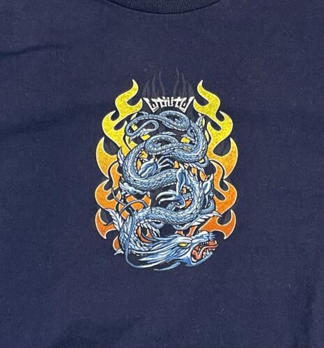 Y2K Vintage Skater Utility Dragon Flames Graphic Shirt Men XL (Measures Medium) - Picture 2 of 6