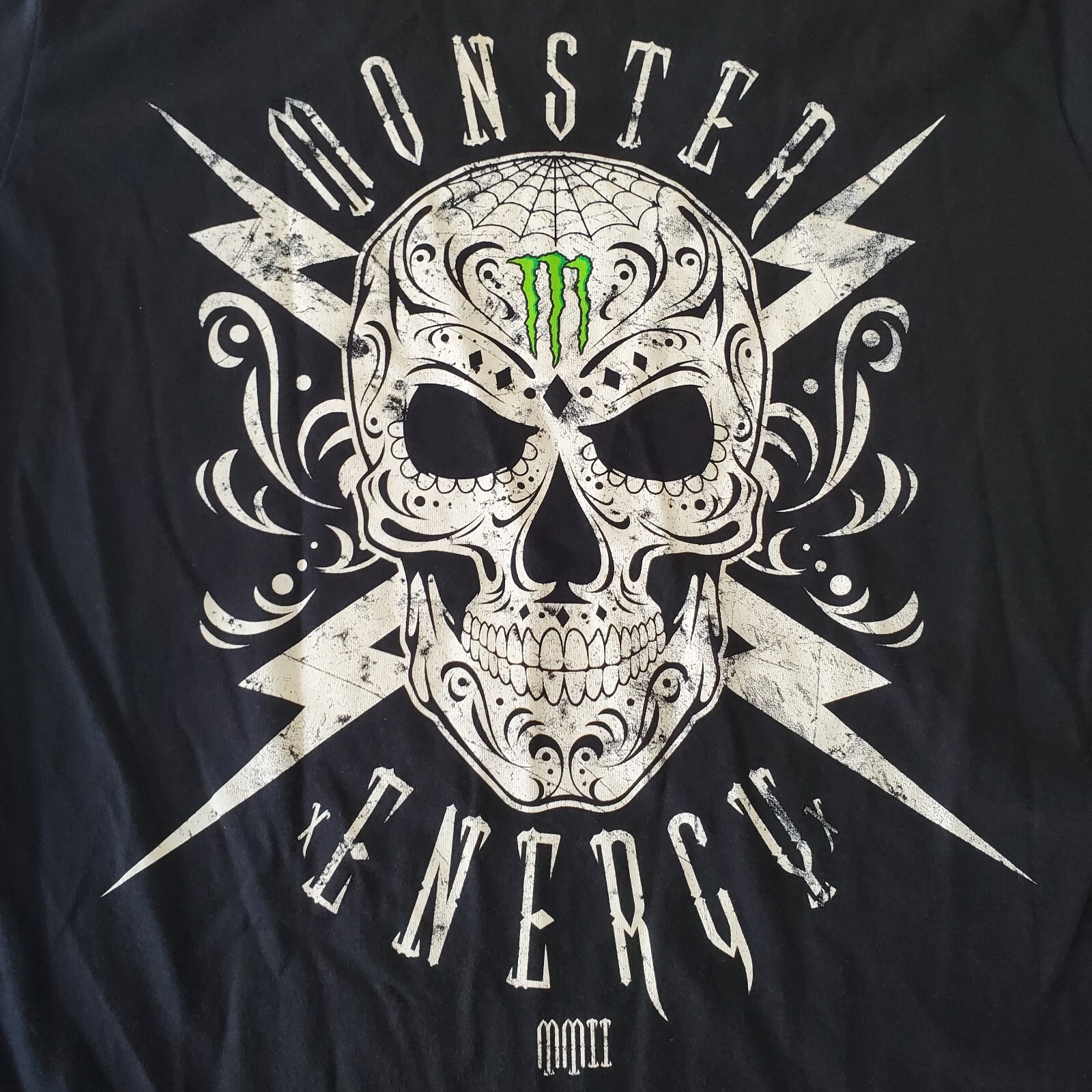 Rare Women T Shirt Size XL Black Monster Energy Drink Skull Skeleton V