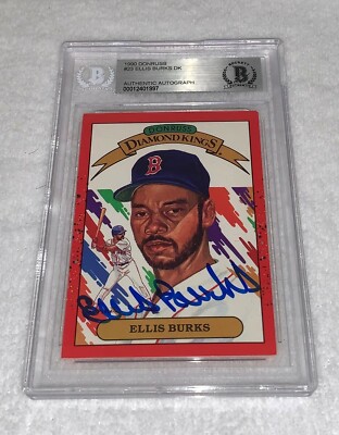 Ellis Burks Boston Red Sox signed 1990 Donruss Diamond Kings Card