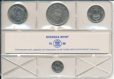 Sweden/Sweden - 10 + 50 Ore + 1 + 5 Kronor 1988 UNC-KMS Set Svenska Mynt