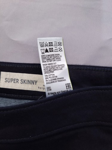 M&S Jeans Size 14 L Jeggings Skinny Stretch High Waist Lightweight Dark Blue - Picture 4 of 6