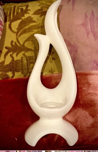Pair JARU 90s Modernist XL 16" White Ceramic CANDLE Sconces DECO REVIVAL MINT - Picture 5 of 23