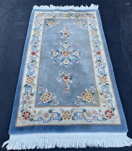 Asian Wool Area Rug 36”x62” Vintage - Picture 2 of 6
