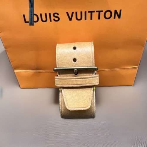 Louis Vuitton Leather Strap w/Brass-Poignet Assessory Luggage Tag Strap With Bag - Picture 2 of 7