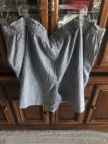 Terra & Sky Black White Stripe High Waist Linen BL Shorts Pockets 5X 30/32 NWOT - Picture 7 of 11