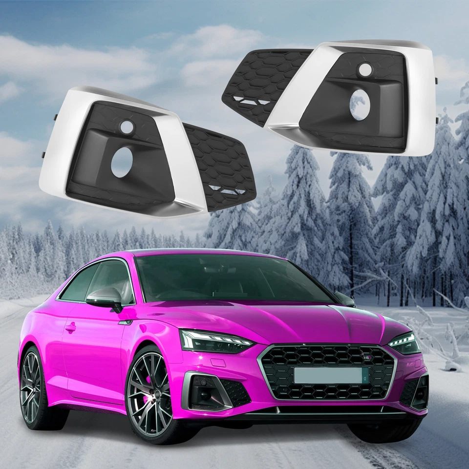 Pair Front Bumper Fog Light Fog Lamp Covers For 2020-2022 Audi A5 S5 Sportback - Imagem 2 de 4