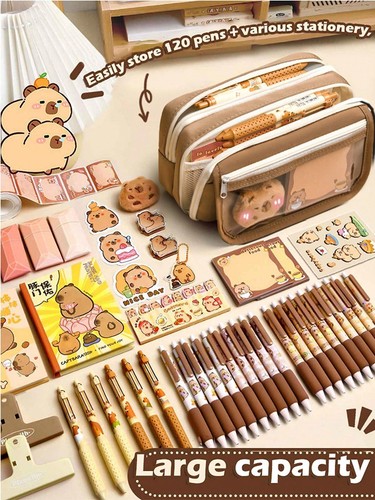 Large Capacity Pencil Case Flip Cover Stationery Bag Bag - Picture 17 of 24