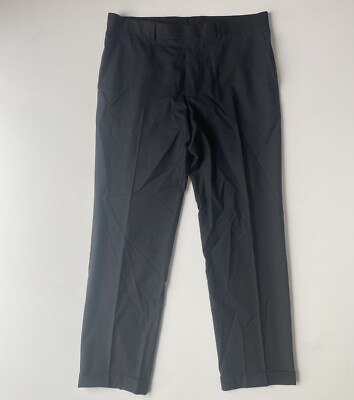 HUGO BOSS Mens Dress Pants Size 37x32.5 Black Pinstripe 100% Virgin Wool Career