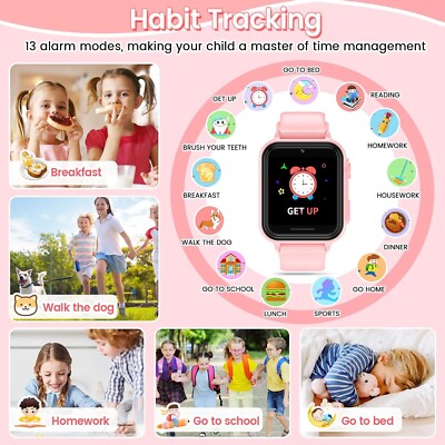 OKYUK 4G Kids Smart Horloge Voor Jongens Meisjes, 2022 Waterdichte Veilige Smartwatch Gps Tracker Calling Sos Camera Wifi Voor Kinderen Studenten 4 10y Verjaardag Blauwe T13