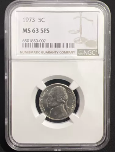 1973 Jefferson Nickel NGC MS 63 5FS