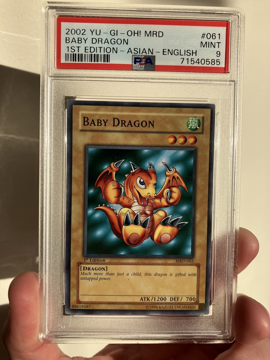 Yugioh PSA 9 Baby Dragon MRD-061 1ST EDITION Short Print - LOW POP