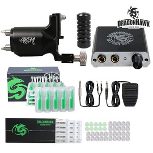 Dragonhawk Tattoo Kit Rotary Machine Power Supply Grip Tip Needle Q | eBay
