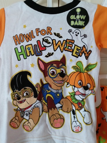 Pigiama Nickelodeon Ragazzi Paw Patrol BAGLIORE NEL BUIO "Ululato per Halloween"/Nuovo con etichette/2T - Foto 2 di 11