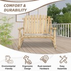 2-Seat Wood Rustic Rocking Bench Outdoor Patio Log Rocker Loveseat ...
