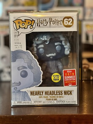 Funko Pop Figur Harry Potter Nearly Headless Nick 62 Glow Limited Mit Protektor