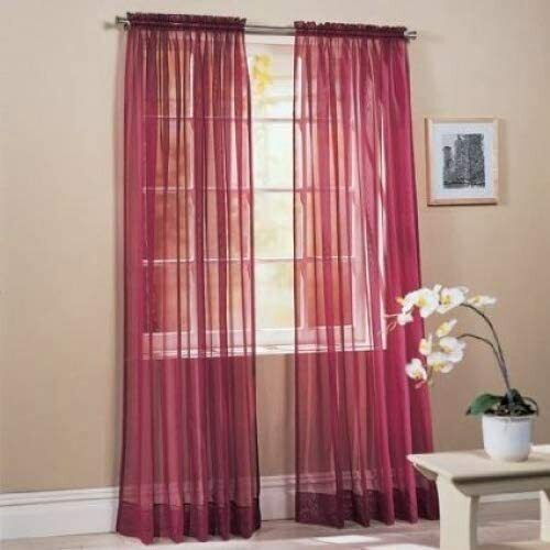 Sheer 2Pc Window Treatments Curtain Panels 84" Inch Long  Polyester (10+ colors) - Afbeelding 1 van 24