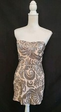 Forever 21 Mini Dress Retro Y2K 10's Blush Pink Sequin Body Con Strapless  Sz L
